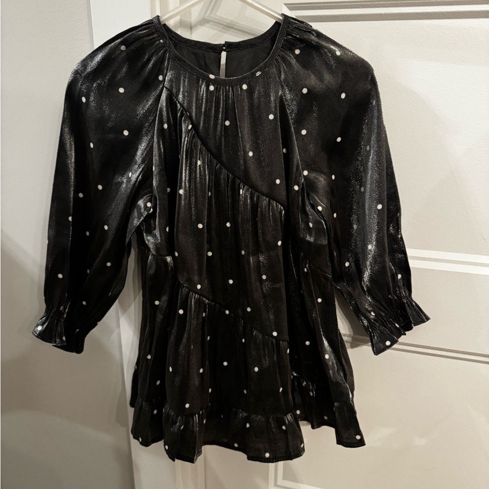 Zara Black and White Polka Dot Kids Blouse